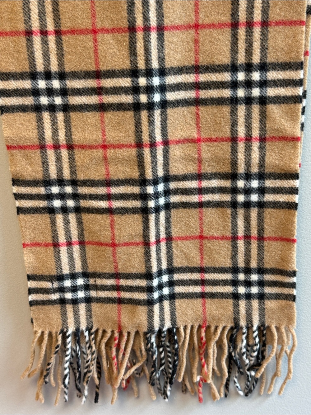Burberry Nova Check Lambswool Scarf Made in England Camel Plaid 74" x 11.5" - Picture 3 of 6